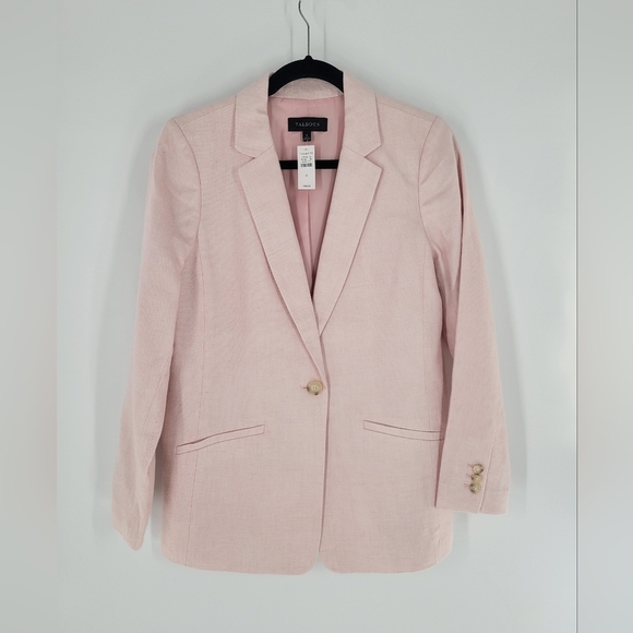 Talbots pink linen blend blazer jacket Size 6 New - Picture 2 of 6
